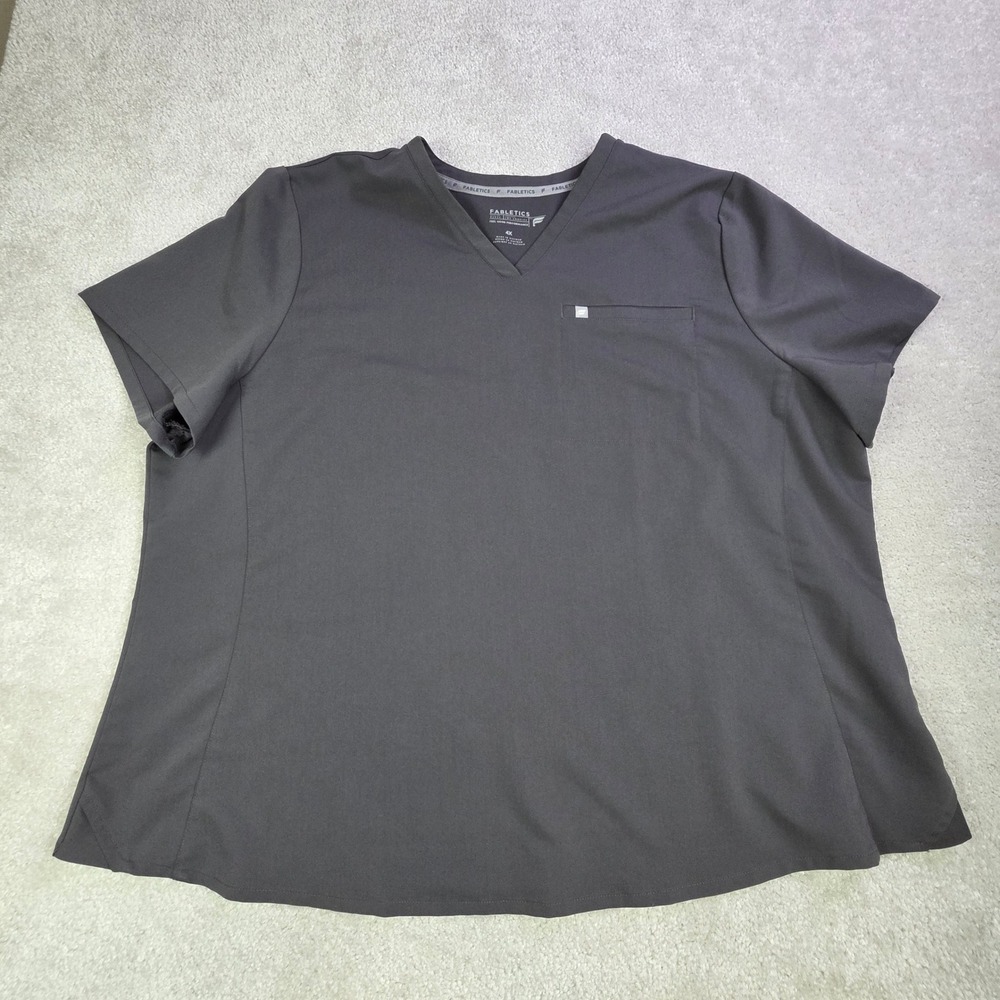 Fabletics Vital 1 Pocket Scrub Top Womens 4X Onyx Gray Stretch Medical Uniform